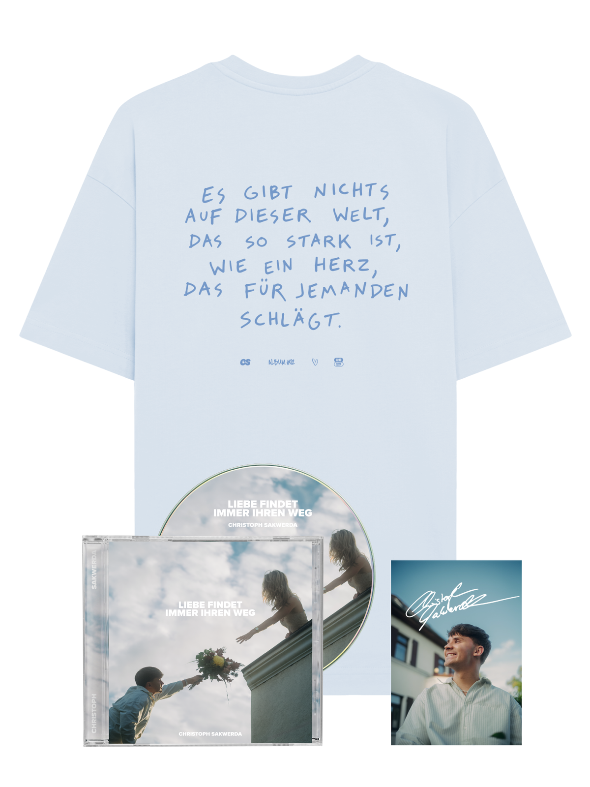 "Liebe findet immer ihren Weg" Album T-Shirt Bundle + CD + Autogrammkarte