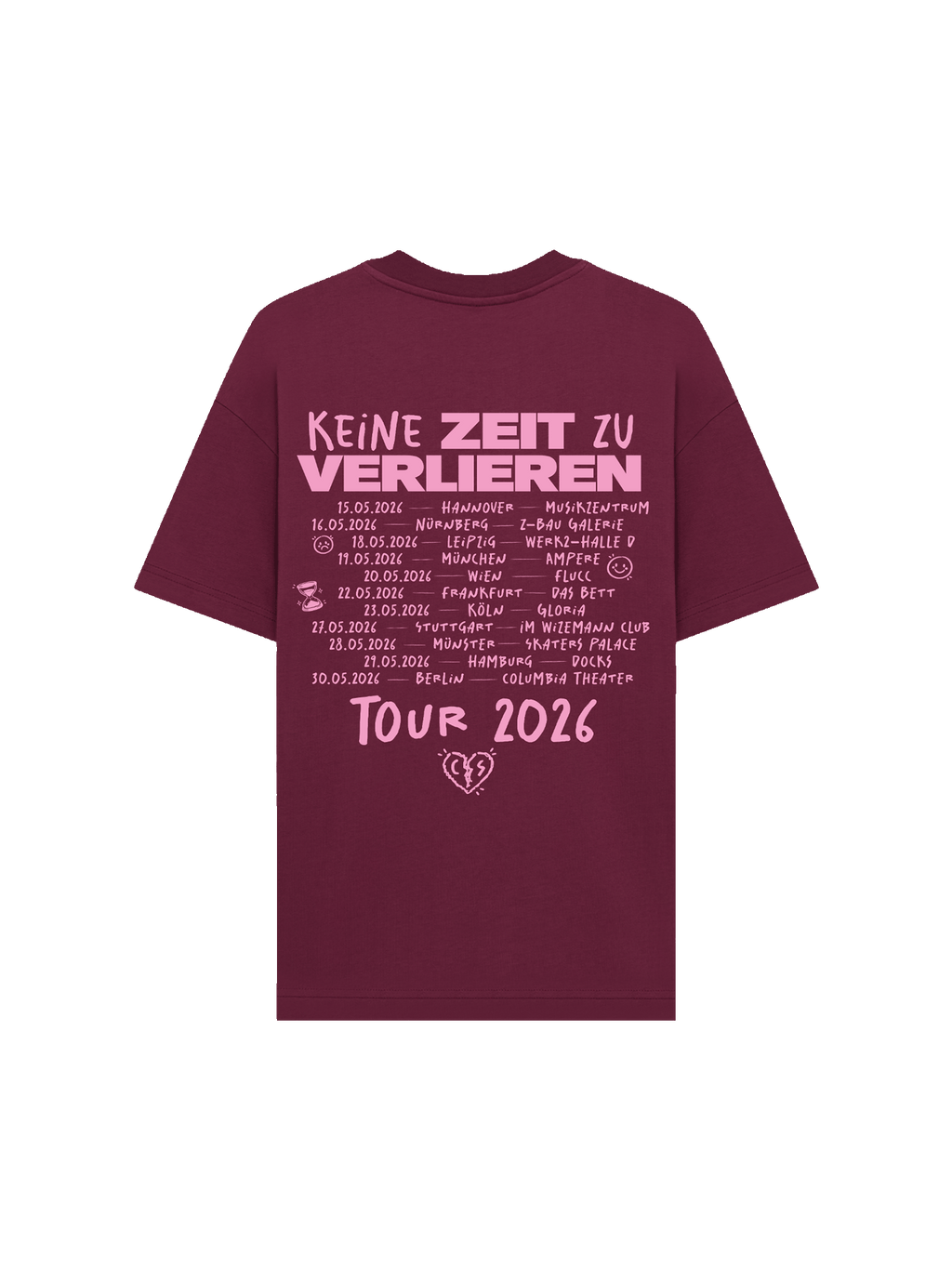 "Keine Zeit zu verlieren" T-Shirt Burgundy