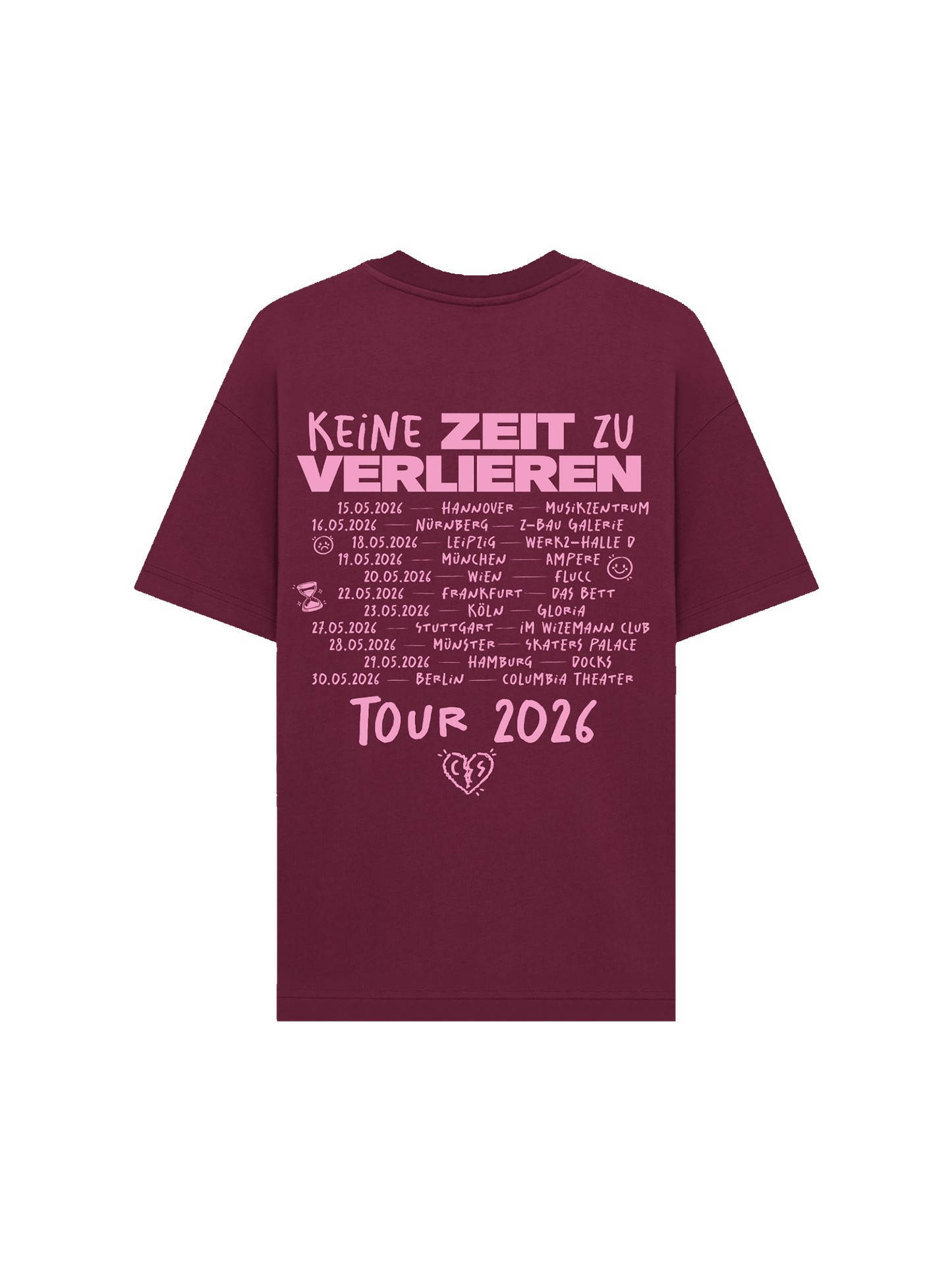 "Keine Zeit zu verlieren" T-Shirt Burgundy