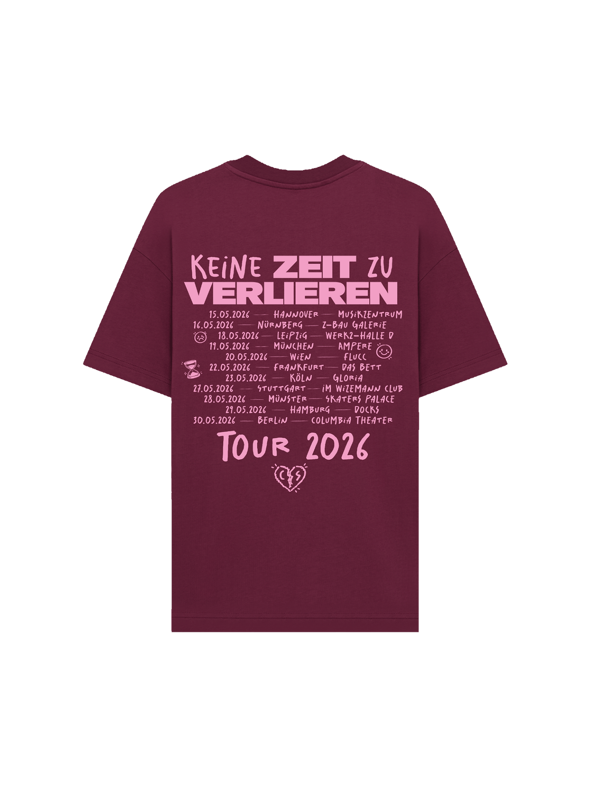 "Keine Zeit zu verlieren" T-Shirt Burgundy